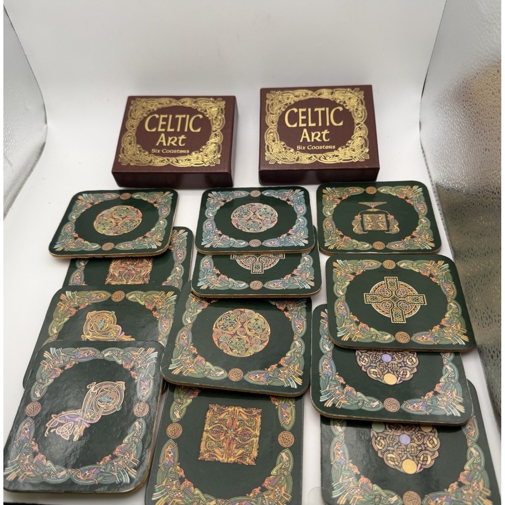 Vintage Celtic Art Coasters Set of 12 Picture Press Ireland Brian Murphy Cork